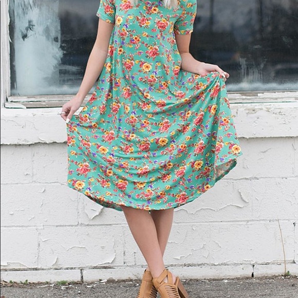 Teal Floral Swing Dress - Picture 1 of 3